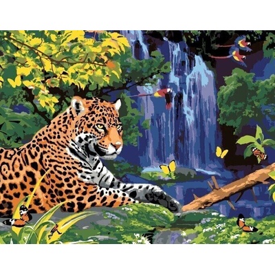Zuty Рисуване по номера Ягуар при водопада и папагали (Хауърд Робинсън) (M10-050-040-500408)