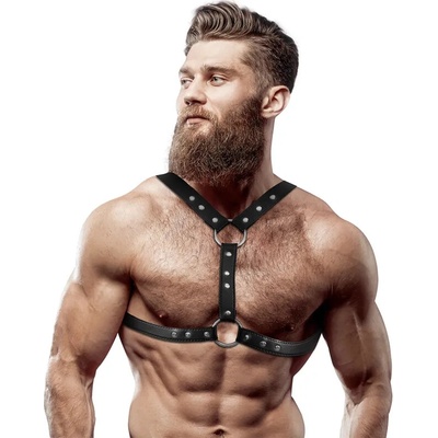 Fetish Submissive Attitude Chest Harness Double Fastening & Studs Eco Leather Men Black