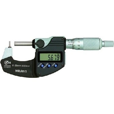 Mitutoyo Digimatic Třmenový mikrometr s kul. nebo vál. pevným dotekem IP65 0-25 mm 395-262-30