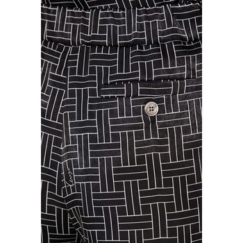 Kenzo Панталон Kenzo Weave Pajama Pants в черно с широка каройка, с висока талия FE62PA0849R1.99 (FE62PA0849R1.99)
