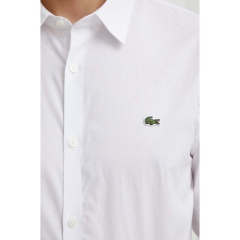 Lacoste Памучна риза Lacoste мъжка в бяло с кройка по тялото с класическа яка (CH5620)