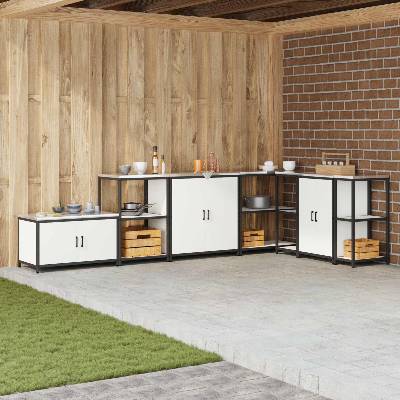 vidaXL Съхранение в кухнята HATTEM Бяло 90 x 50 x 53 см Стомана (874997)