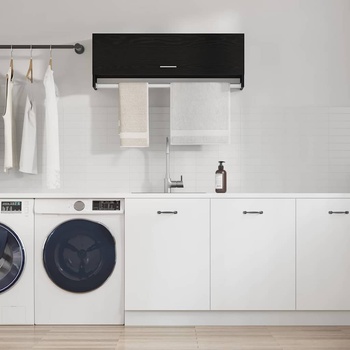 vidaXL Гардероб с врата Черно 100 x 32.5 x 35 cm Инженерно дърво (862657)