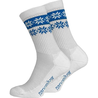 Nanosilver Zimní ponožky thermo SNOW bílá/modrá