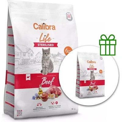 Calibra Cat Life Sterilised Beef 6 kg + 1, 5 kg ZADARMO