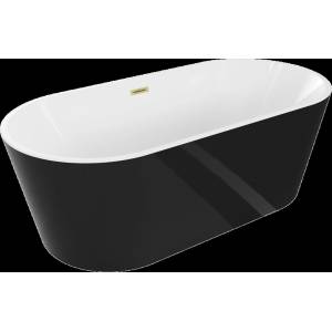 Mexen Luna свободностояща вана 170 x 80 см, бяла/черна, прелив златен мат - 52031708075-55 (52031708075-55)