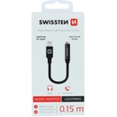 SWISSTEN Audio adaptér Textile Lightning/jack (samice) 0,15 m, černý 73501211