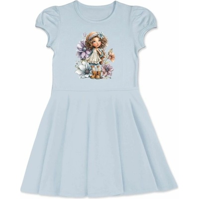 Dievčenské šaty FLOWER GIRL s krátkym rukávom svetlo modrá