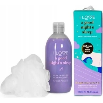 I LOVE Комплект I Love: A Good Nights Sleep Хидратиращ Душ гел За всички типове кожа 500 ml + I Love Гъба за тяло