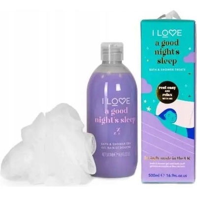 I LOVE Комплект I Love: A Good Nights Sleep Хидратиращ Душ гел За всички типове кожа 500 ml + I Love Гъба за тяло