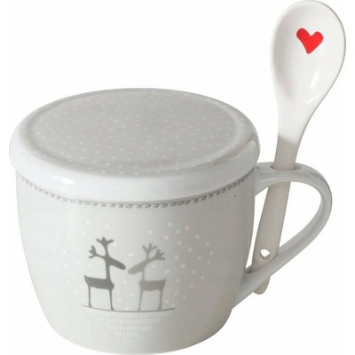 Boltze Vánoční hrnek Jumbo s víčkem a lžičkou LOVELIES 600 ml