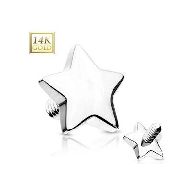 Šperky4U zlatý piercing dermál hvězdička ZL01048-04-WG