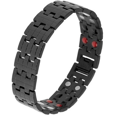 Šperky eshop čierny náramok z ocele štruktúrovaný povrch magnety SP28.18