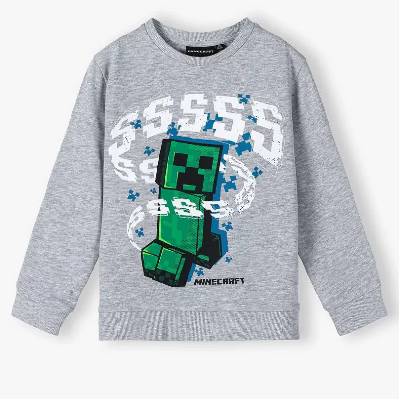 Minecraft svetr Creeper výbuch šedý dětský Velikost mikiny: 10 let (140 cm)