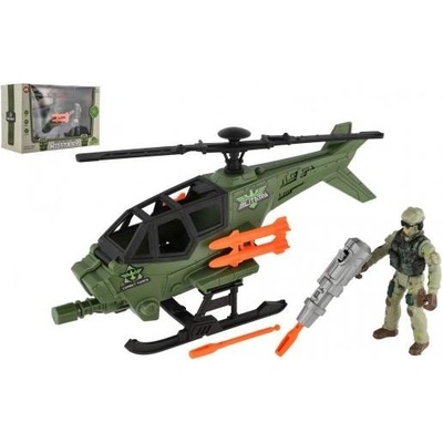 Teddies Vojenská sada helikoptéra / vrtuľník + vojak s doplnkami plast