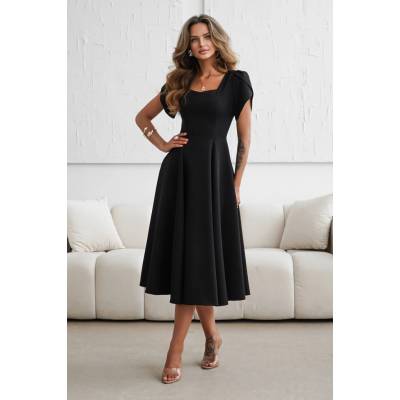 Warsaw Dress spoločenské midi šaty čierne