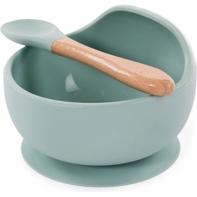 BO Jungle Silikónová miska s prísavkou a lyžičkou Pastel Blue B500610