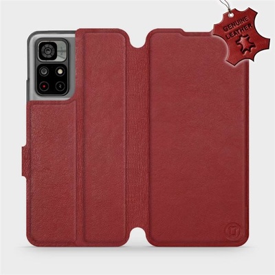 Pouzdro Mobiwear Luxusní kožené Flip Xiaomi POCO M4 Pro 5G - Tmavě červené - L_DRS Dark Red Leather