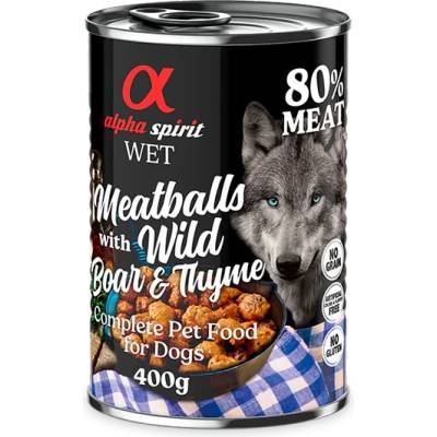 Alpha Spirit Meatballs with Wild Boar & Thyme - Пълноценна мокра храна с кюфтенца от диво прасе и мащерка за кучета 400 г