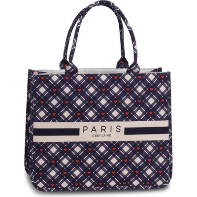 Fabrizio Letní shopper kabelka PARIS 50414-5016 modrá s potiskem