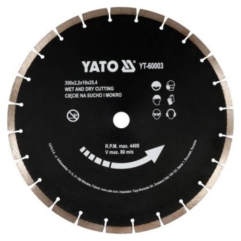 Yato Kotouč řezný diamantový segmentovaný 350 x 25,4 x 3,4 mm YT-60003