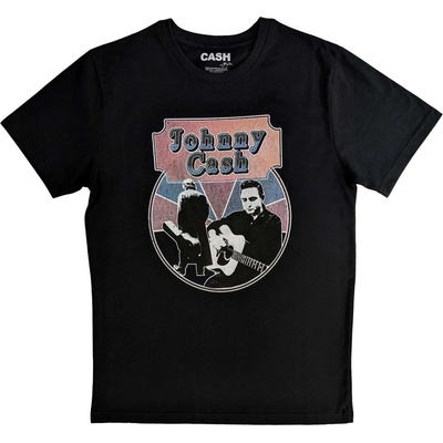 Johnny Cash tričko Walking Guitar & Front On čierne