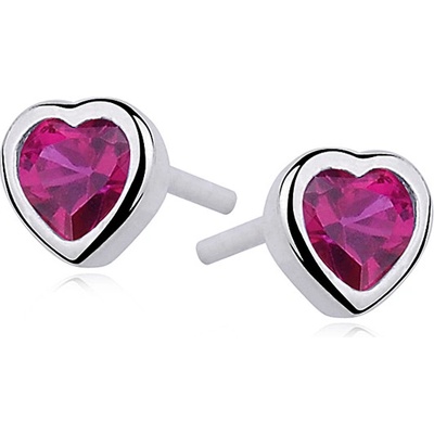 Lunica stříbrné náušnice RUBÍNOVÉ SRDCE 0025