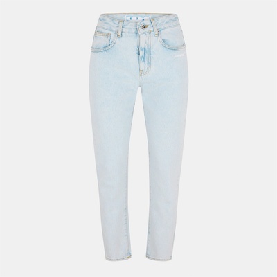 OFF WHITE Дънки OFF WHITE Women's Cropped Logo Cotton Straight Leg Jeans - Blue/White