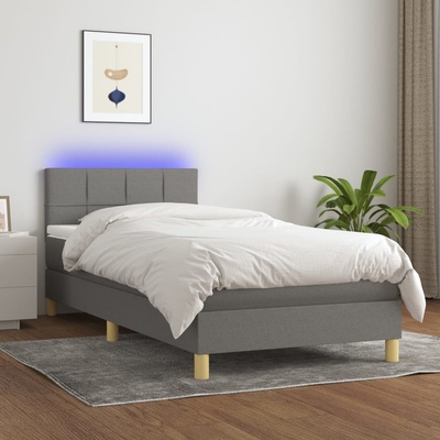 Petrashop 3133670 boxspring postel s matrací a LED tmavě šedá textil