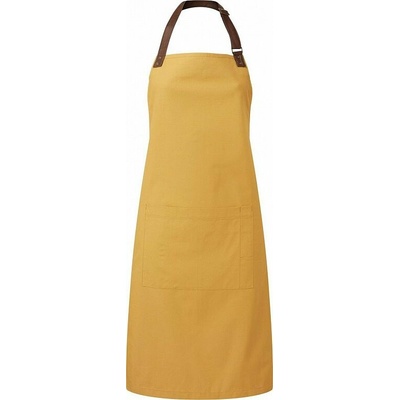 Premier Workwear Pracovní zástěra s barvenou bavlněnou přízí s oxfordskou vazbou hořčicová Pantone 7405 72x86cm PW144