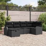 vidaXL Комплект дивани 6 бр. Черно полиратан (3359082)