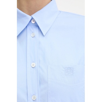 MARELLA Памучна риза Marella дамска в синьо с кройка по тялото с класическа яка 2523116074200 (2523116074200)