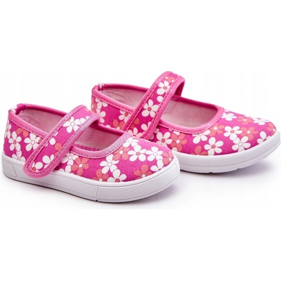 Dětské baleríny s květinkami růžové