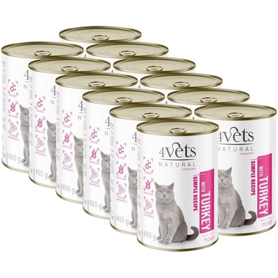 4Vets NATURAL 4Vets Cat Natural Simple Recipe with Turkey 12 x 400 g