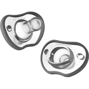 Nanobebe Силиконови залъгалки Nanobebe - 0-3 м, 2 броя, сиви (31432) - baby