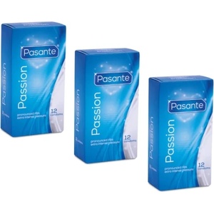 Pasante 36 бр. (3x12 бр. ) Оребрени презервативи Pasante Passion