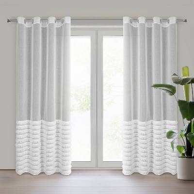 Takoy Záclona DANA 2 z etamínu zdobená v dolní části látky pruhy jemných třásní 140 x 250 cm-HF-452864 | 140 x 250 cm