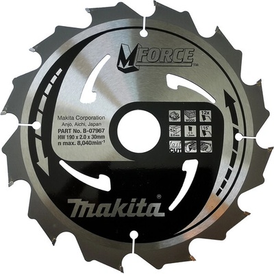 Makita Mforce B-31974 Kotúč pílový D 190 x 30 mm na drevo 12z TCT 2.0 mm rez