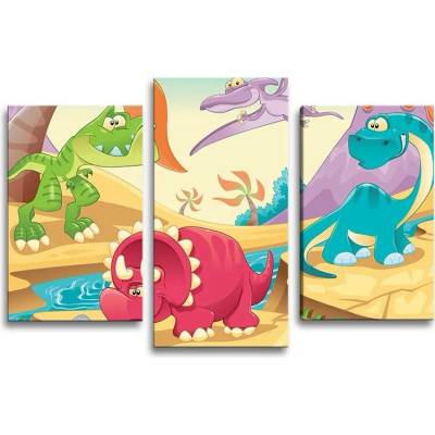 Sablio Obraz - 3-dílný Dinosauři 5 - 75x50 cm