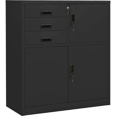 Офис шкаф, антрацит, 90x40x102 см, стомана