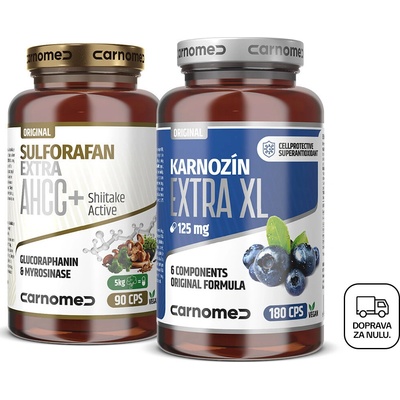 CarnoMed Karnozín EXTRA XL 180 kapsúl + Sulforafan EXTRA AHCC+ 90 kapsúl