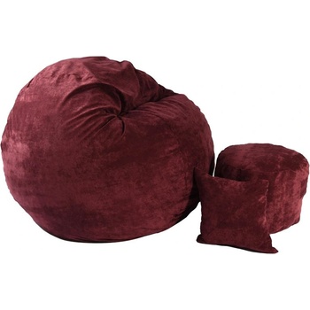 Image 1 of PUFRELAX Комплект, Барбарон с табуретка за крака и декоративна възглавница, 500л. Matusalem, Velvet Marsala, Перящ се калъф, Подходящ за деца, Пълнеж с микс от мемори пяна и дунапрен, Гама Premium (PUF-M-MOP-PT-VMS)