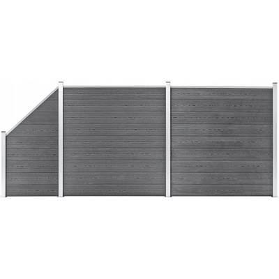 vidaXL Plotová sada WPC 2 čtvercové + 1 šikmý díl 446 x 186 cm šedá