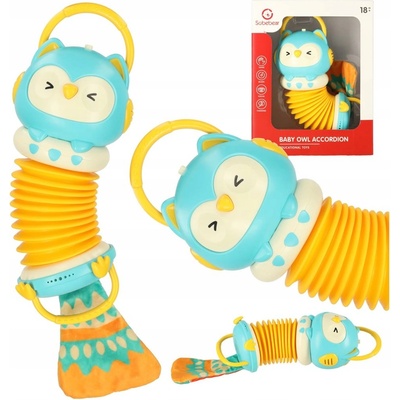 KIK Harmony akordeón pre deti oranžová sova hrajúca LED 30 cm