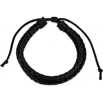 Solla Noir Weave pánsky náramok z kože čierny CH-M-NR16