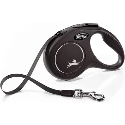 flexi е Classic M - Автоматичен повод за кучета лента 5 м. до 25 кг. черен