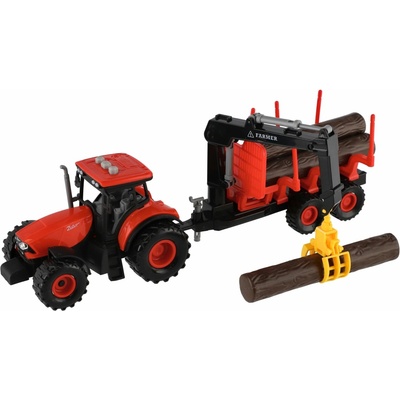 Teddies Traktor Zetor s vlekem a nákladním ramenem
