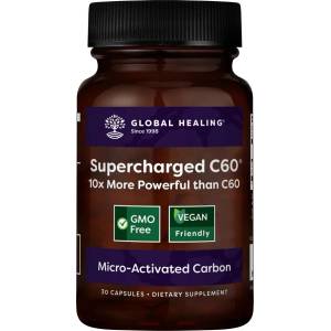 Global Healing Supercharged C60® - Микроактивиран активен въглен, 30 капсули Global Healing (03114 (C60-30))