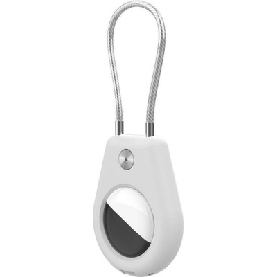 HT pouzdro pro Apple AirTag s ocelovým lankem bílý 5907769372438
