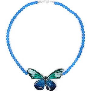 Dannyra Колие със син ахат и естествена пеперуда Dannyra Jewels